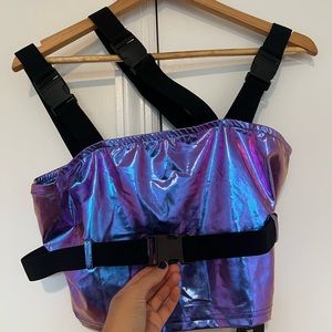 Reflective purple Rave Tank Top With Buckle Size L